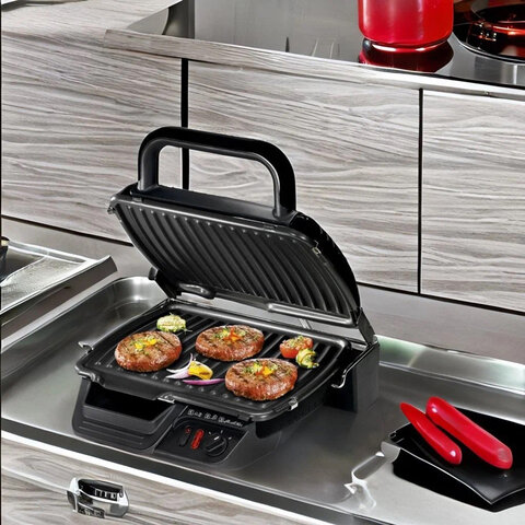 Электрогриль TEFAL GC305816, 2000 Вт, съемные панели, регулировка температуры, черный