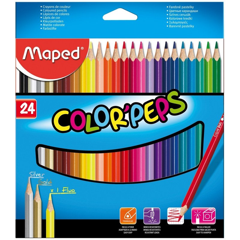 Карандаши цветные Maped 24 цвета трехгранные