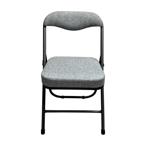 Стул складной для дома и офиса РС04К комфортчерный каркасрогожка светло-серая