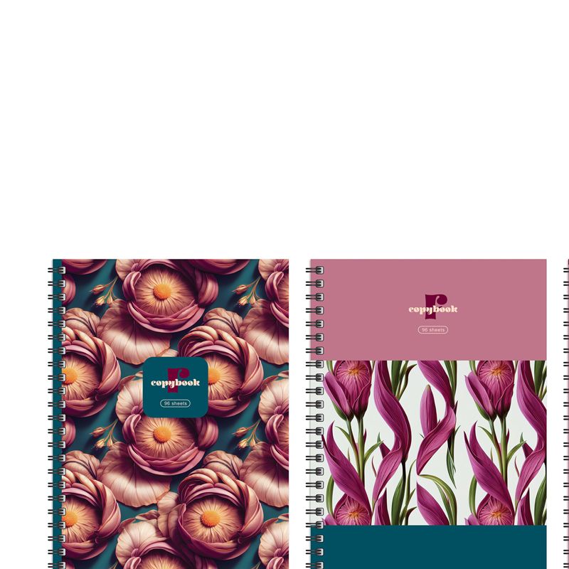превью Тетрадь 96л., А4, клетка, на гребне BG «Flower story», глянцевая ламинация