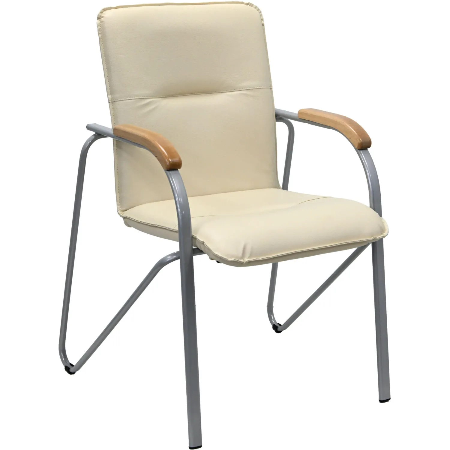 Конференц-кресло Easy Chair Samba Silver бежевый/бук (искусственная кожа, металл серебристый)