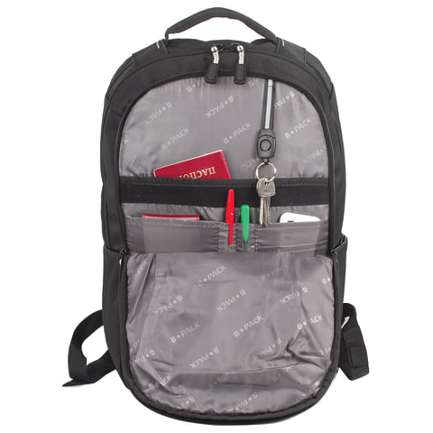 Рюкзак B-PACK «S-04» (БИ-ПАК) универсальный, с отделением для ноутбука, влагостойкий, черный, 45×29×16 см
