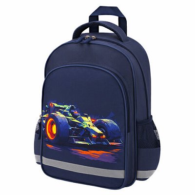 Рюкзак ПИФАГОР SCHOOL, 1 отделение, 3 кармана, «Speed bolid», 38×28×14 см