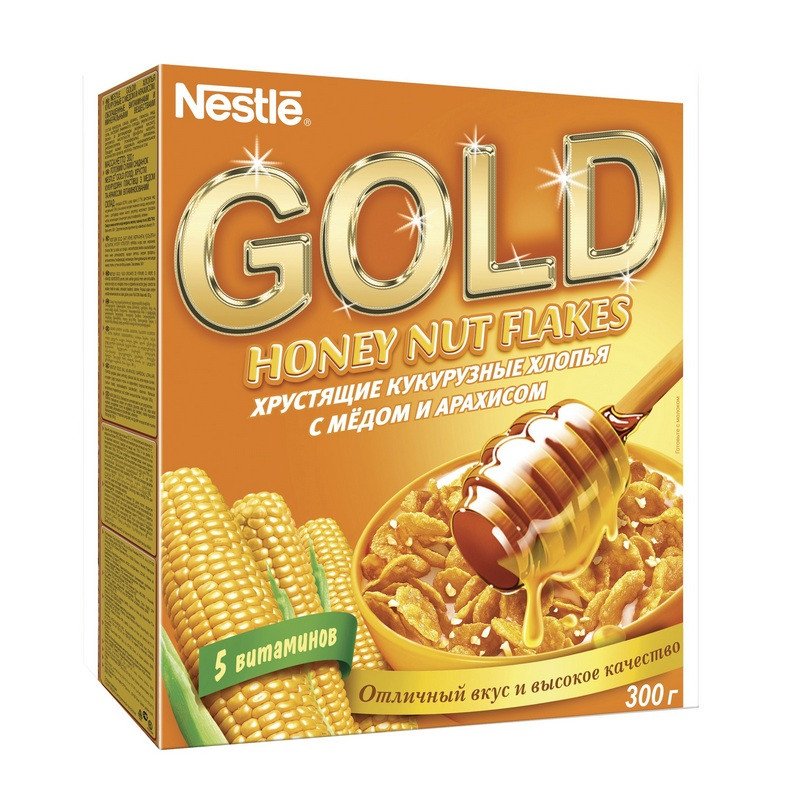превью Хлопья кукурузные Nestle Gold с медом и арахисом 300г