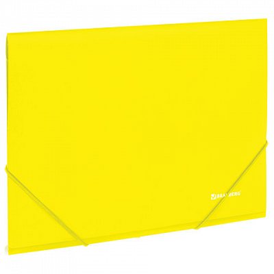 Папка на резинках BRAUBERG «Neon», неоновая, желтая, до 300 листов, 0.5 мм