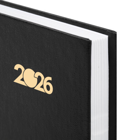 Ежедневник датированный 2026 145×215 мм, А5, STAFF, обложка бумвинил, черный