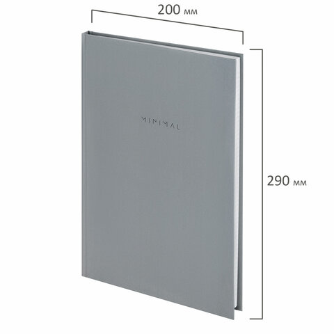 Блокнот БОЛЬШОЙ ФОРМАТ 200×290 мм, А4, 80 л., твердый, клетка, BRAUBERG «Minimal», серый