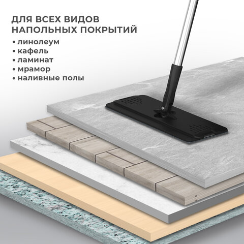 Швабра с отжимом и ведром AltaMop L (10 л)2 насадки микрофибрадлина ручки 134-154 смLAIMA609151