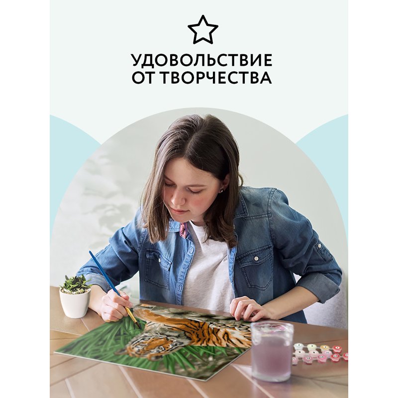 Картина по номерам на картоне ТРИ СОВЫ «Тигр», 30×40, с акриловыми красками и кистями