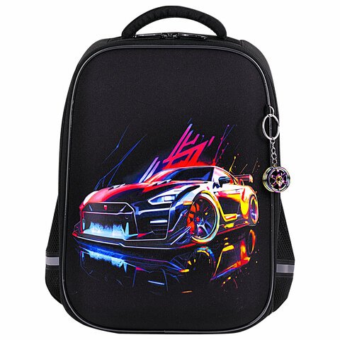 Ранец BRAUBERG LIGHT, 1 отделение, с брелоком, «Neon drift», 36×26х13 см