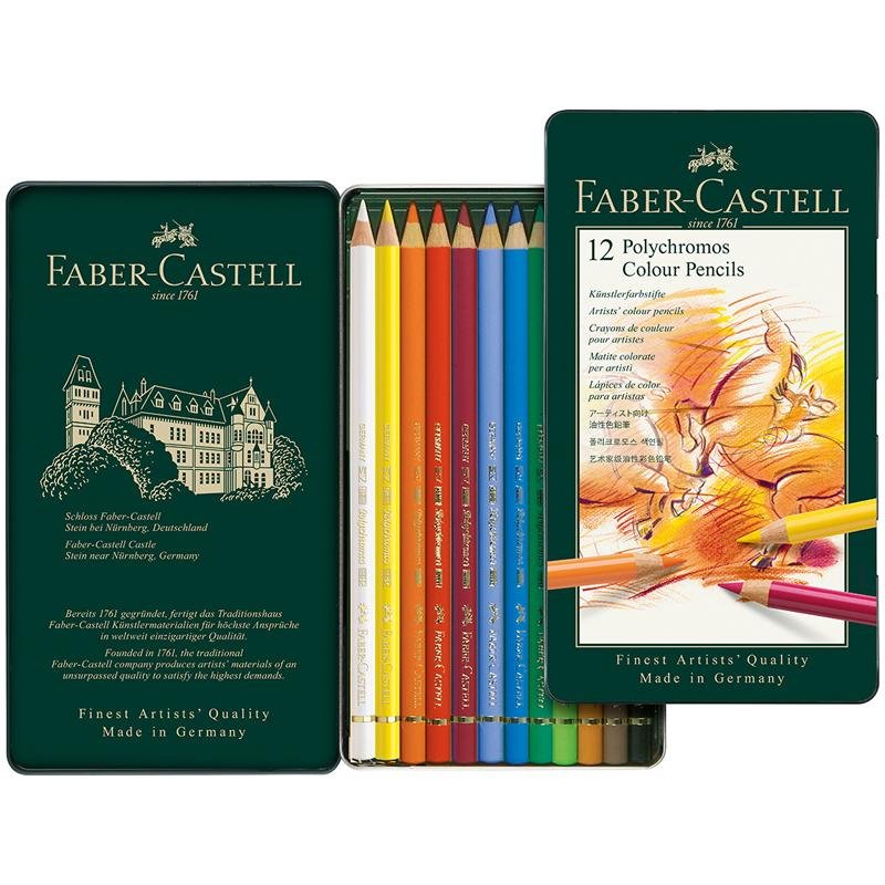 Карандаши цветные Faber-Castell Polychromos 12 цветов в металлической упаковке