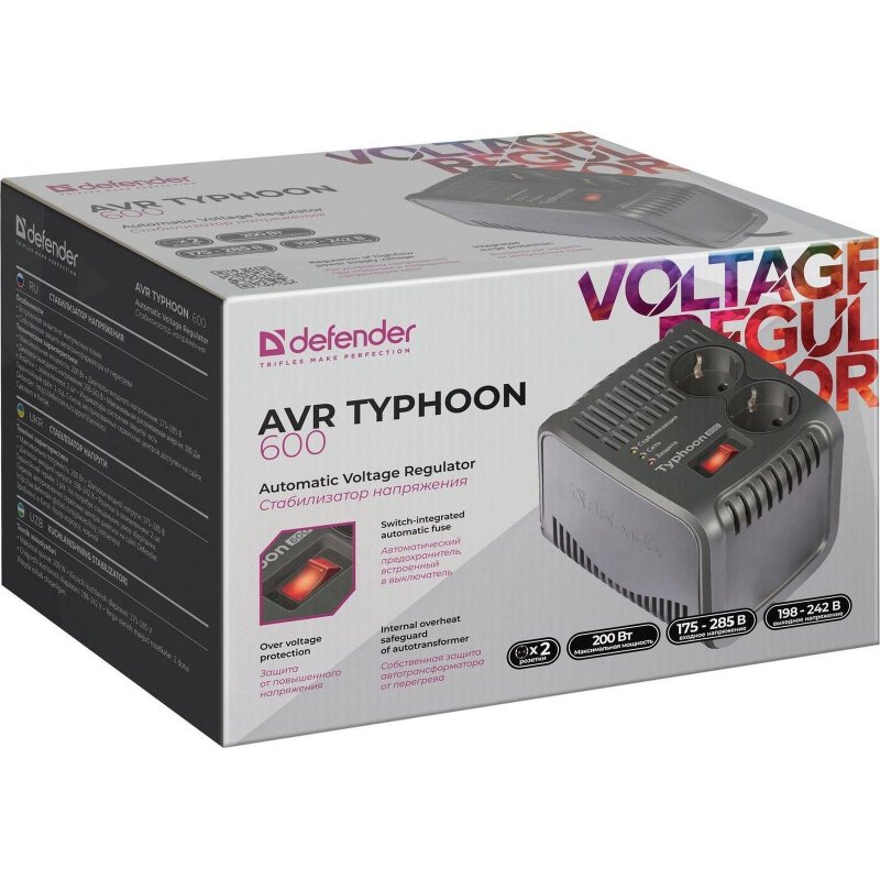 Стабилизатор напряжения Defender AVR Typhoon 600 арт. 1165603 - купить ...