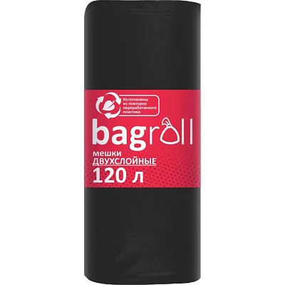 Мешки для мусора пвд 120 л 25 м км 25шт/рул черные 70×110см_мв 0236