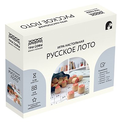 Игра настольная ТРИ СОВЫ «Русское лото», с бочонками, картонная коробка