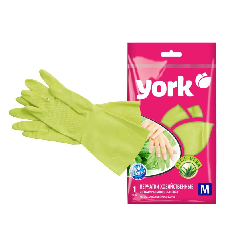 Перчатки резиновые YORK Алоэ ароматизированные р-р М 092150