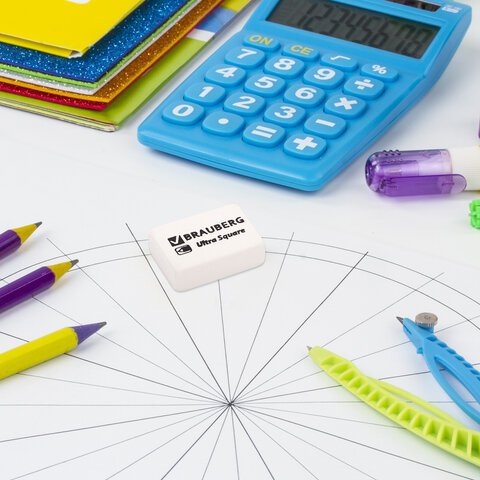 Ластики BRAUBERG «Ultra Square» 6 шт., размер ластика 29×18х8 мм, белые, натуральный каучук