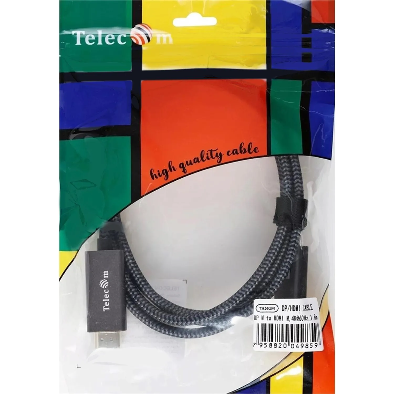 Кабель Telecom (TA561M-1.8M) DisplayPort M- HDMI M 4K@60Hz 1.8m оплетка