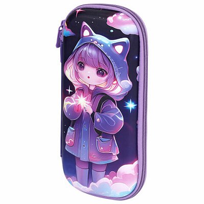 Пенал ЮНЛАНДИЯ, 1 отделение, 1 откидная планка, карман, EVA покрытие soft-touch, 22×10х5 см, «Sky Girl»