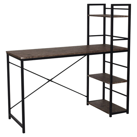 Стол на металлокаркасе BRABIX «LOFT CD-005», 1200×520х1200 мм, 3 полки, цвет морёный дуб