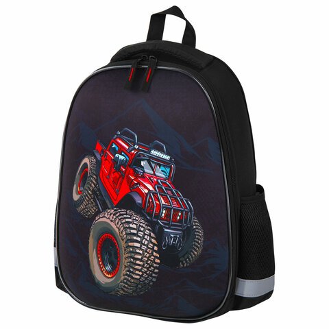 превью Ранец ПИФАГОР EVA BASIC, 1 отделение, эргономичная спинка, «Big wheels», 39×30х16 см