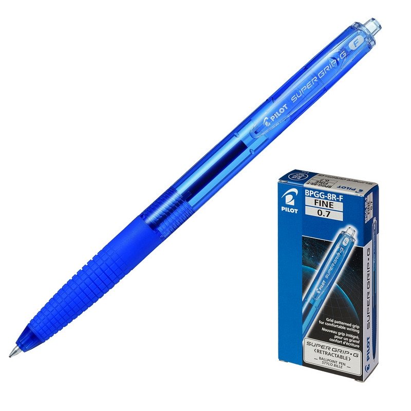 Ручка шариковая масляная автоматическая Pilot Super Grip BPGG-8R-F-L синяя (толщина линии 0.22 мм)