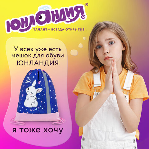Мешок для обуви ЮНЛАНДИЯ, плотный, светоотражающая полоса, 46×36 см, «Fluffy tail»