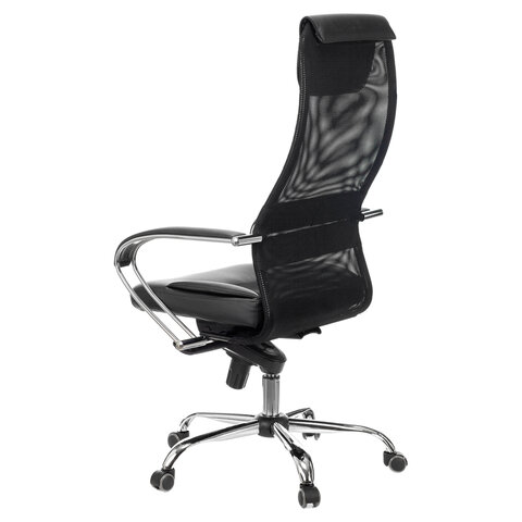 Кресло офисное BRABIX PREMIUM «Stalker EX-609 PRO», хром, мультиблок, ткань-сетка/экокожа, черное, 532416