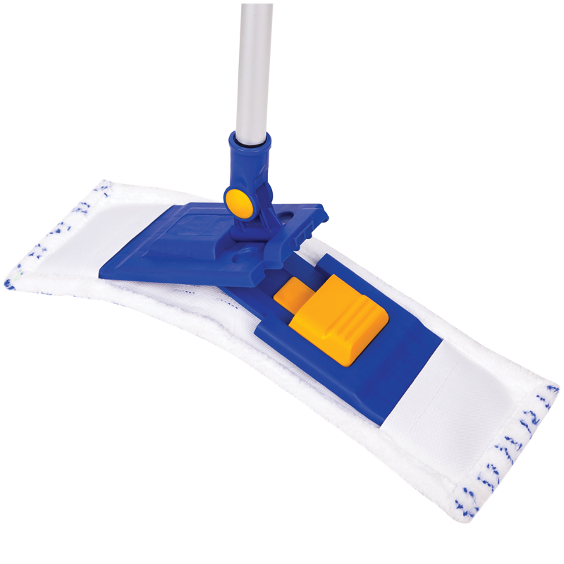 Швабра OfficeClean Professional, телеск. ручка, пласт. держ.40см, насадка МОП микрофибра/абразив(карман)