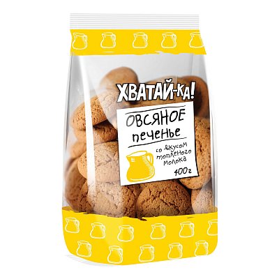 Печенье овсяное ХВАТАЙ-КА со вкусом топленого молока, 400 г