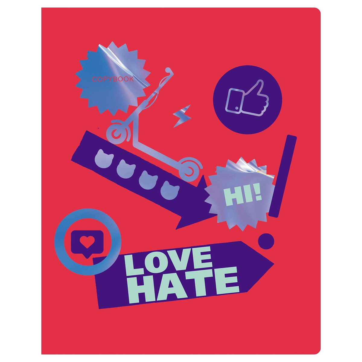Тетрадь 96л., А5, линия BG «Stickers», тиснение голографической фольгой