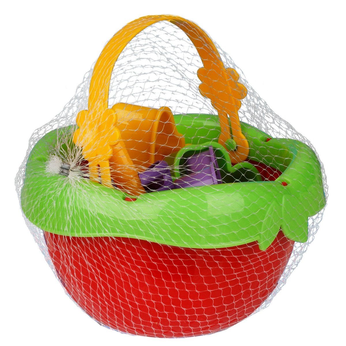 Набор для песка ТРИ СОВЫ «Лесная лужайка», 7 предметов (ведро-лукошко, грабли, совок, 4 формочки)