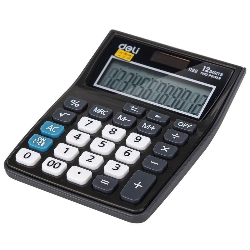 Калькулятор карманный Deli E1122 12-разрядный серый 119.1×85.7×28.5 мм