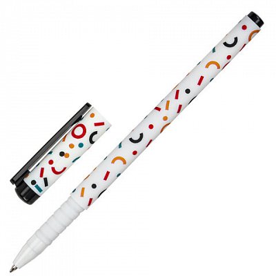 Ручка шариковая BRAUBERG SOFT TOUCH GRIP «CONFETTI», СИНЯЯ, мягкое покрытие, узел 0.7 мм