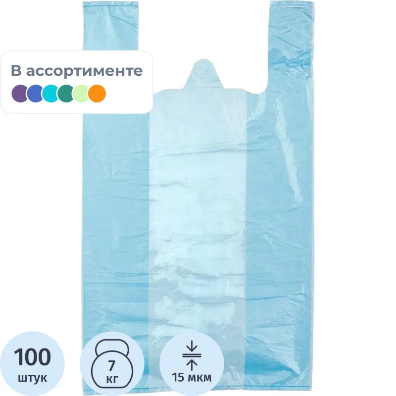 превью Пакет-майка ПНД 15 мкм (35+20x65 см, 100 штук в упаковке)