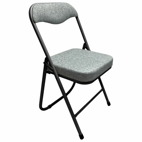 превью Стул складной для дома и офиса РС04К комфортчерный каркасрогожка светло-серая