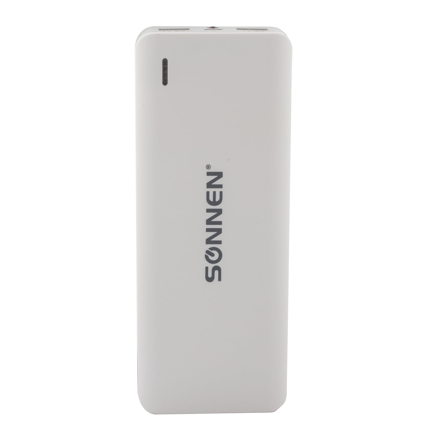 Аккумулятор внешний SONNEN POWERBANK V16, 15000 mAh, 2 USB, литий-ионный, фонарик, бело-серый