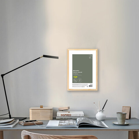 Рамка 21×30 см небьющаяся, аналог IKEA, багет 12 мм дерево, BRAUBERG «Woodray», цвет натуральный