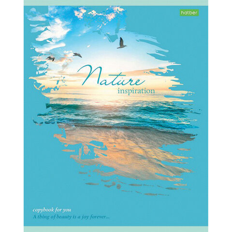 Тетрадь А5, 80 л., HATBER-ECO, скоба, клетка, обложка картон, «Nature»