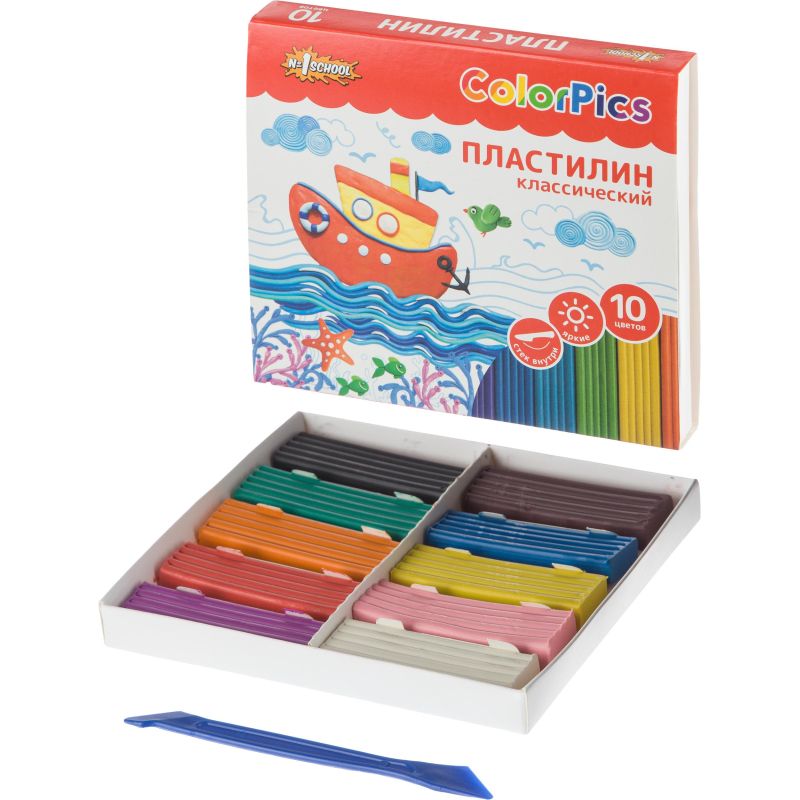 Пластилин №1 School ColorPics набор 10цв 200г со стеком - купить в ...