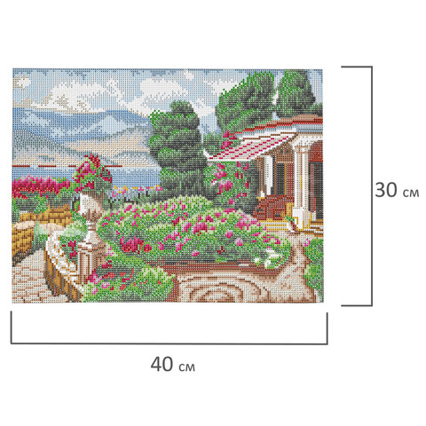Картина стразами (алмазная мозаика) 30×40 см, ОСТРОВ СОКРОВИЩ «Цветущий сад», без подрамника