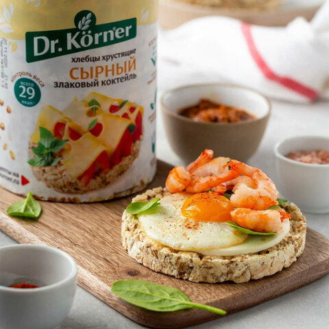 Хлебцы DR. KORNER «Сырные» злаковый коктейль, хрустящие, 100 г, пакет