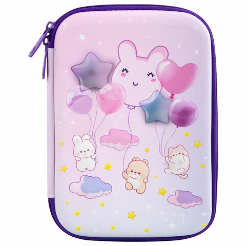 Пенал BRAUBERG KIDS большой удобный с откидной планкой, EVA, 22×15х4 см, «Dreamy clouds»