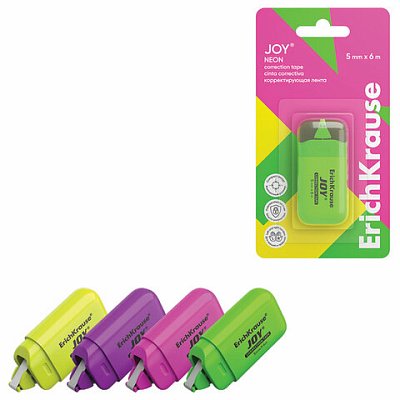 Корректирующая лента ERICH KRAUSE «JOY» 5 мм х 6 м, корпус ассорти, блистер, европодвес