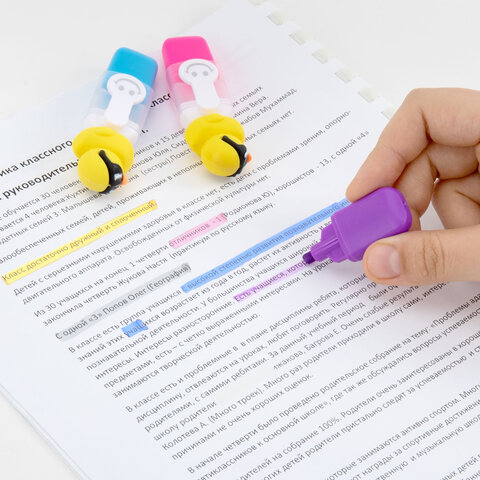 Набор текстовыделителей с топперами 6 ЦВЕТОВ НЕОН, «КРУТЫЕ УТЯТА», линия 1-4 мм, FUNSTER (ФАНСТЕР)