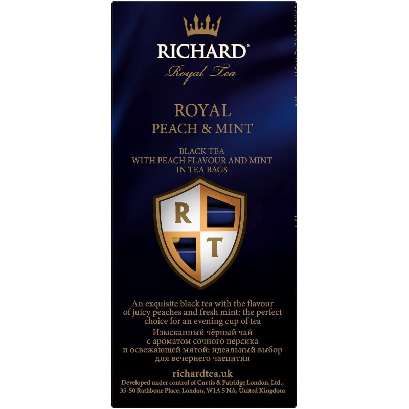 Чай Richard Royal Peach & Mint черный с персиком и мятой 25 пакетиков