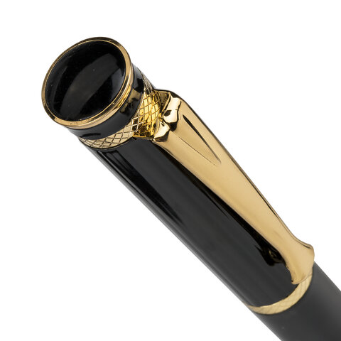 Ручка бизнес-класса шариковая BRAUBERG «Perfect Black», корпус черный, узел 1 мм, линия письма 0.7 мм, синяя