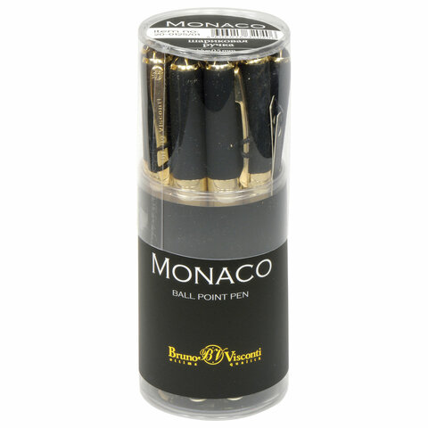 Ручка шариковая BRUNO VISCONTI MONACO, черный корпус, узел 0.5 мм, линия письма 0.3 мм, синяя
