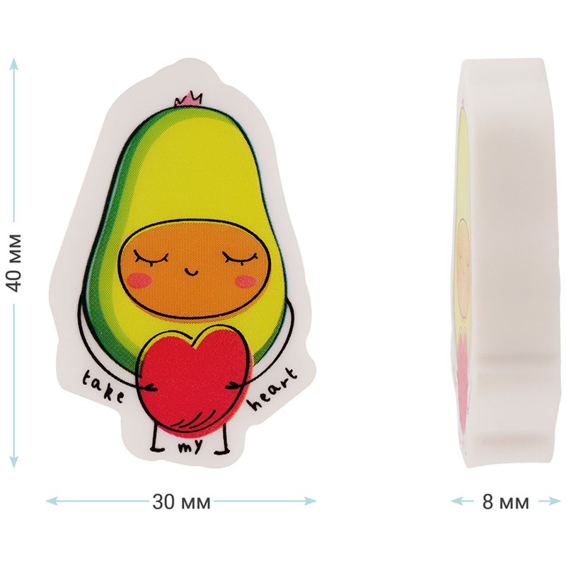 Набор ластиков MESHU «Avocado» 3шт., фигурный, термопластичная резина, 40×30×13мм