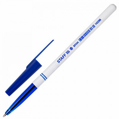 Ручка шариковая STAFF «Офисная», СИНЯЯ, корпус белый, узел 0.7 мм, линия письма 0.35 мм