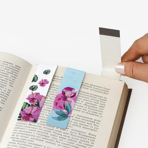 Закладки для книг с магнитом «РУСАЛОЧКА», набор 6 шт., блестки, 25×196 мм, ЮНЛАНДИЯ, 111644